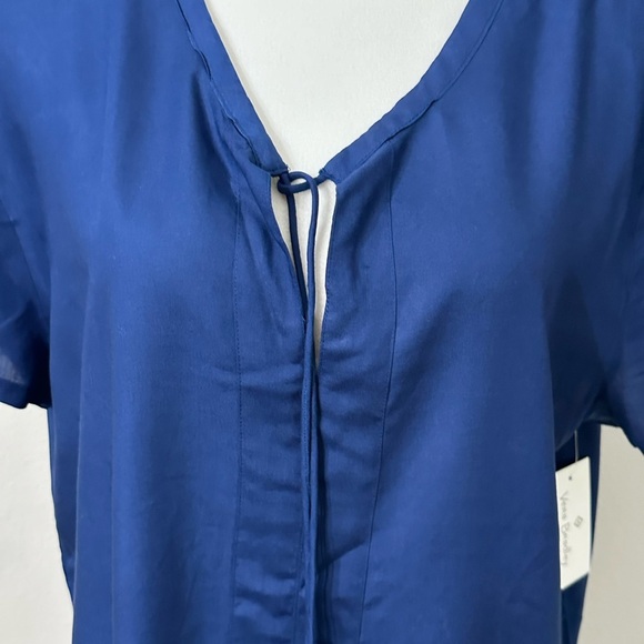 Vera Bradley Blue Tie Front Blouse with Short Sleeves - Picture 3 of 8